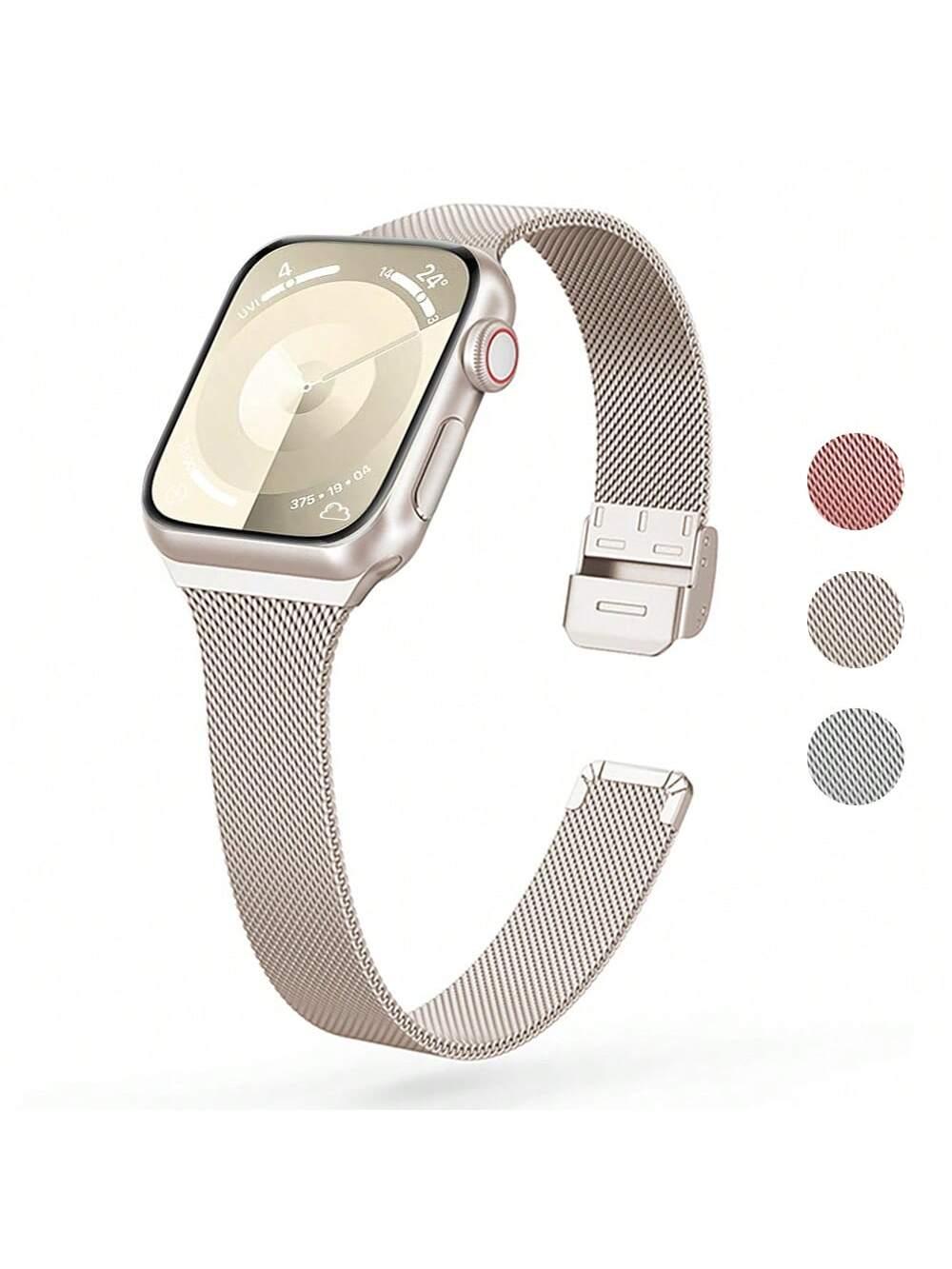 srebrny pasek do zegarka apple watch