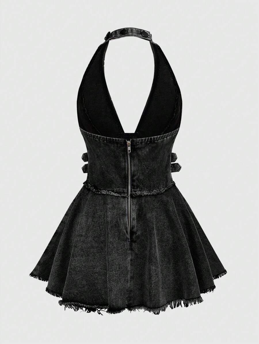 CZARNA MINI SUKIENKA JEANS