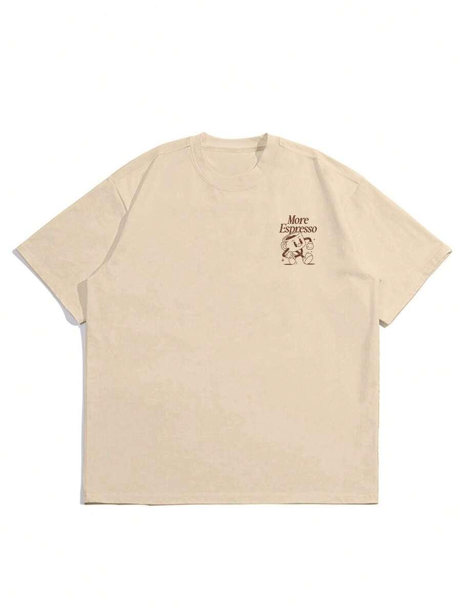 beżowy t-shirt nadruk 