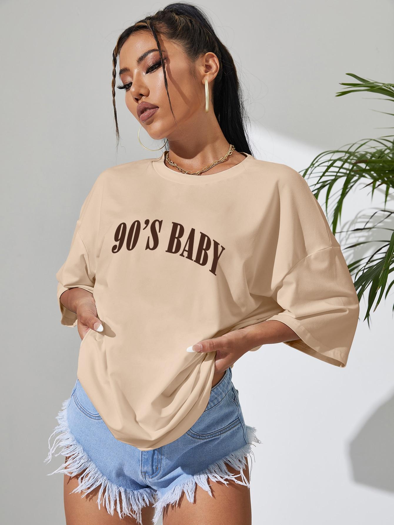 beżowy t-shirt print