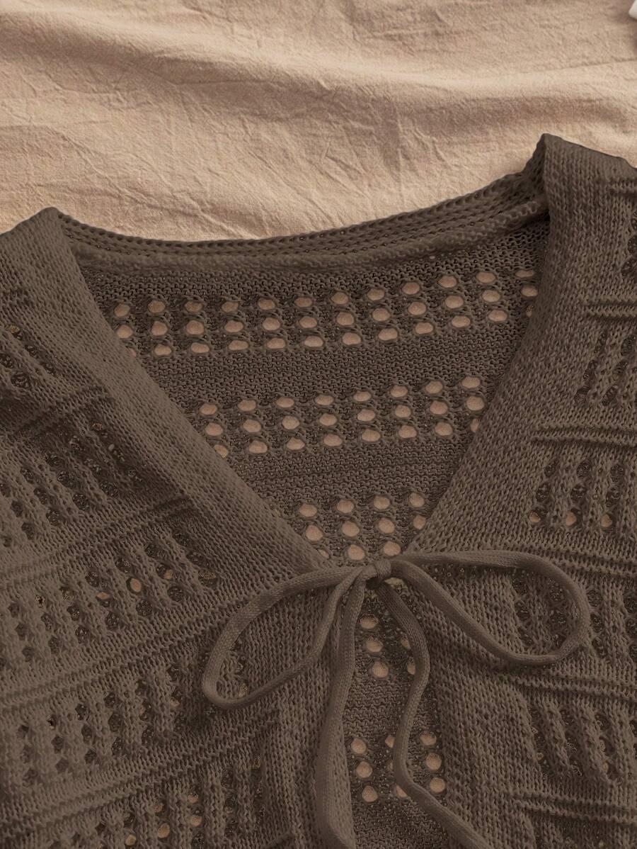 BRĄZOWY SWETER WIĄZANIE