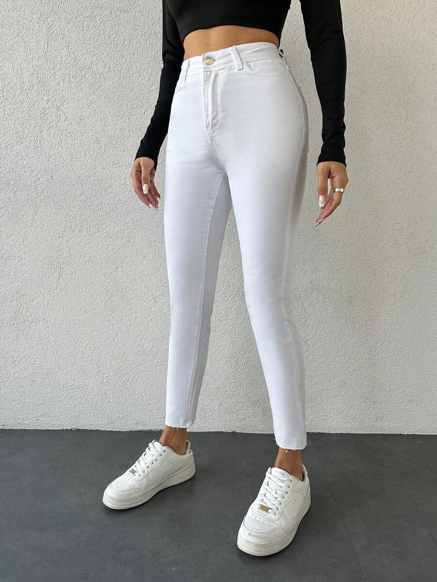 BIAŁE SPODNIE JEANS RURKI