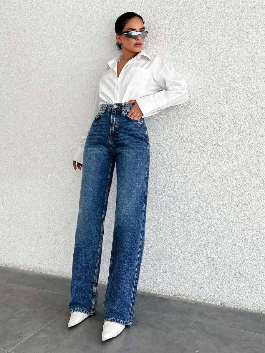 niebieskie jeansy casual
