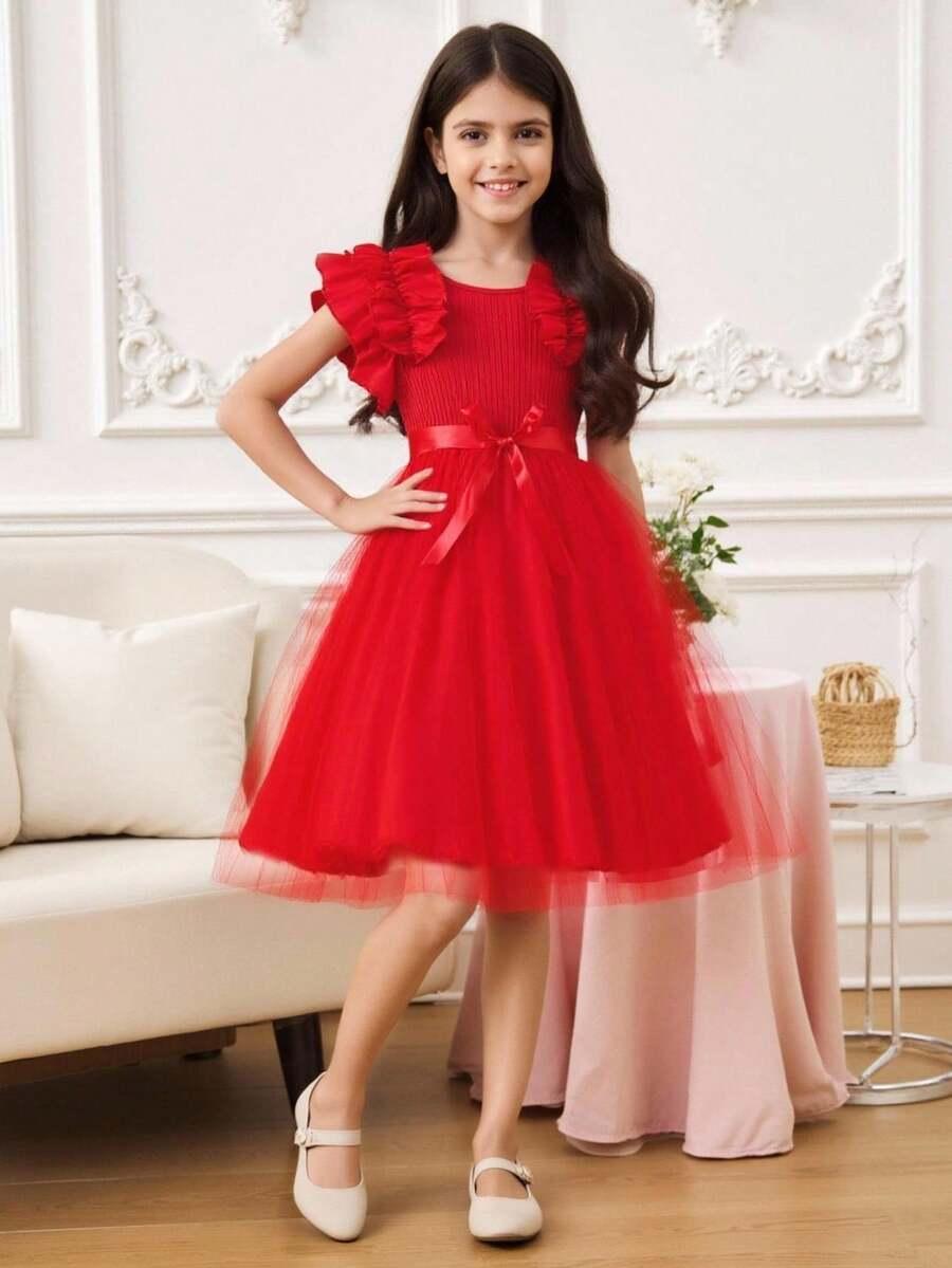 czerwona sukienka tiul