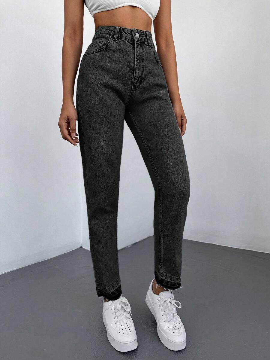 SZARE SPODNIE JEANS WYSOKI STAN