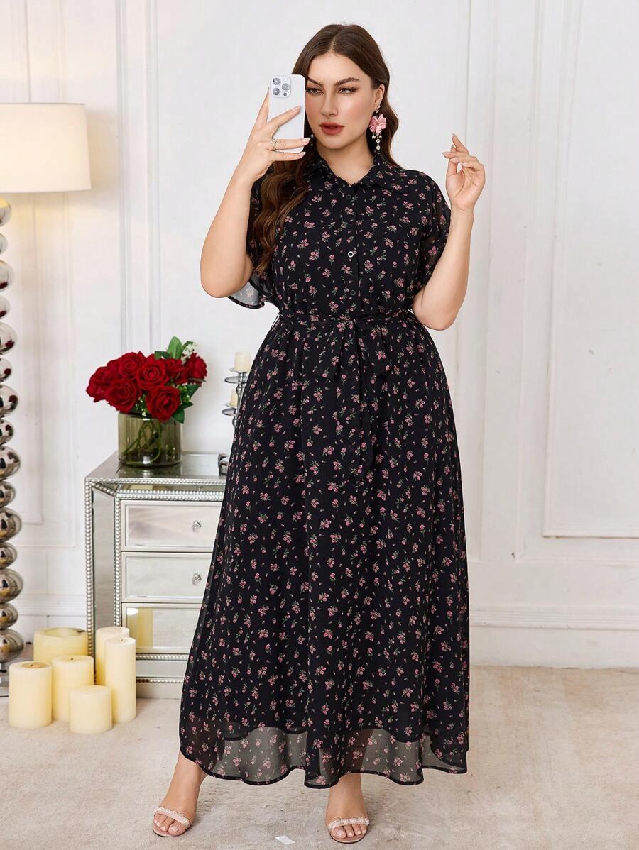 czarna sukienka w kwiaty