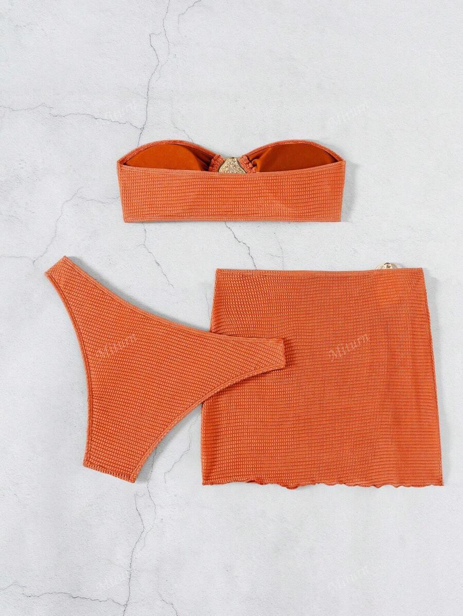 TRZYCZĘŚCIOWY KOMPLET BIKINI ZDOBIENIE