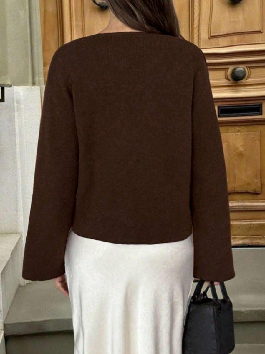 BRĄZOWY SWETER ZDOBIENIE