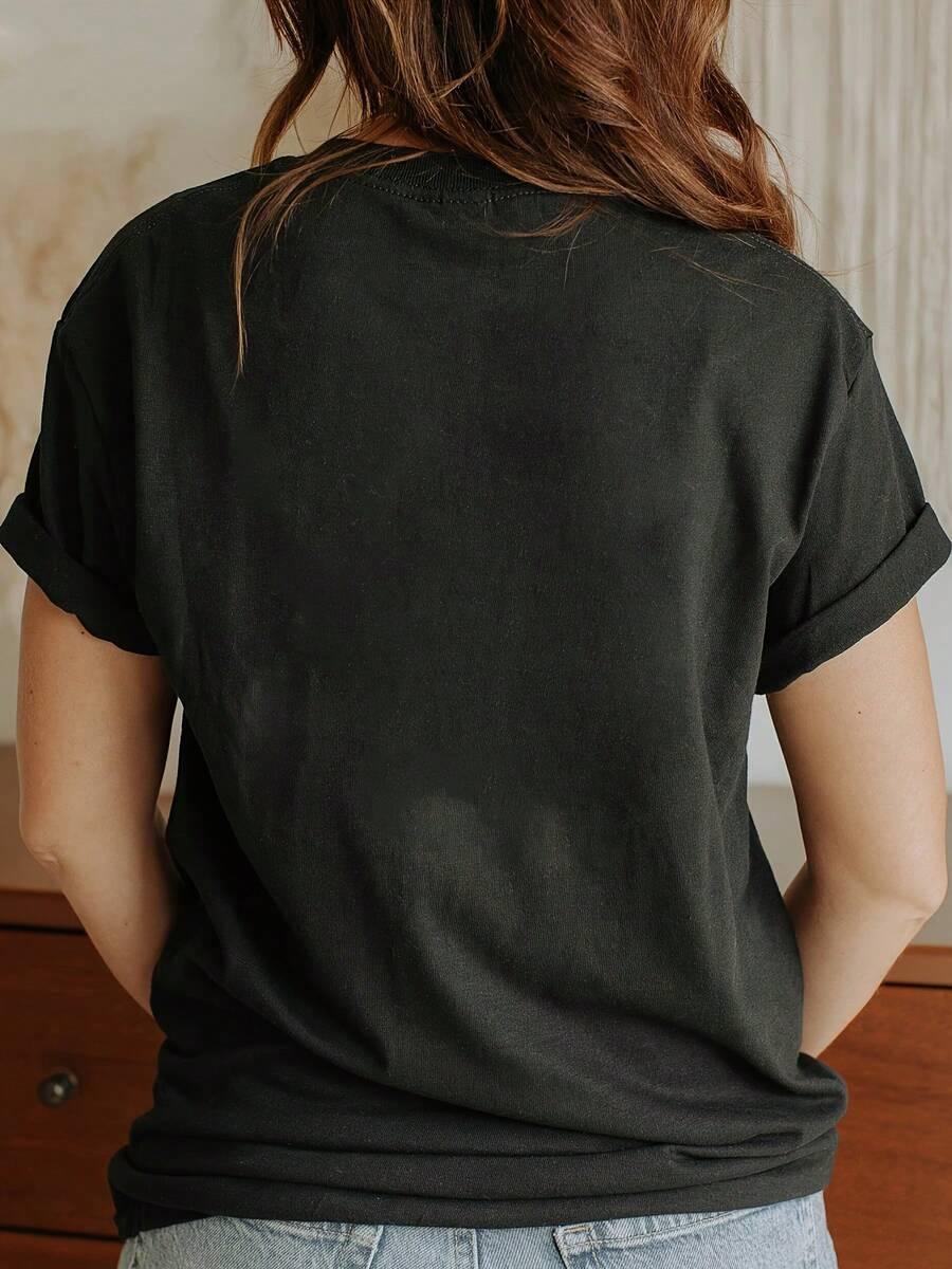 czarny t-shirt nadruk
