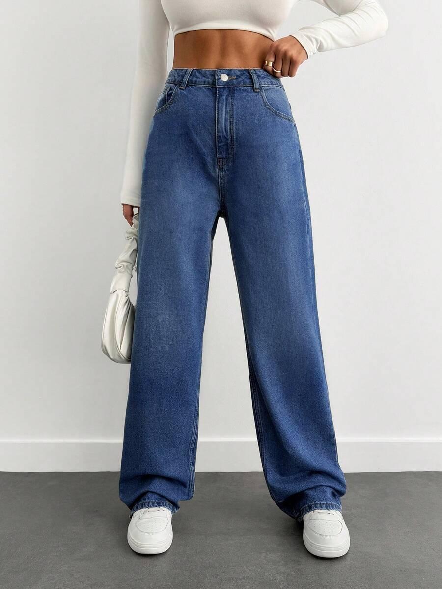 SPODNIE WYSOKI STAN JEANS OZDOBNE