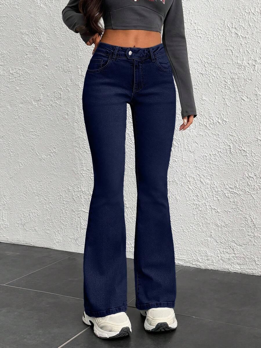GRANATOWE SPODNIE JEANS