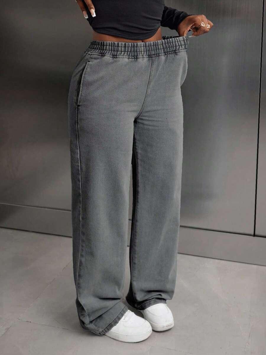 SZARE SPODNIE JEANS