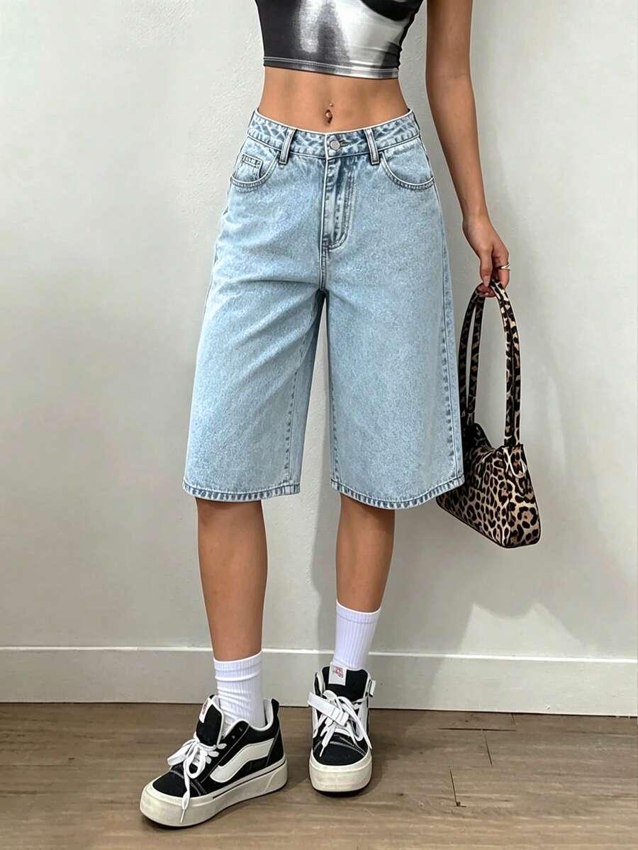 luźne szerokie spodenki jeans haft