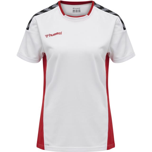 biała sportowa koszulka kontrast logo