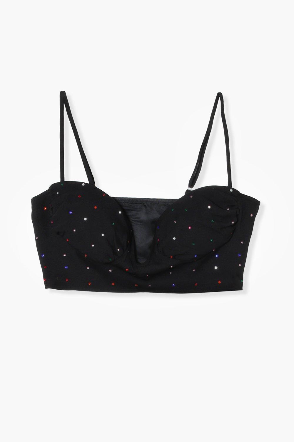 czarny TOP BRALET ZDOBIENIE