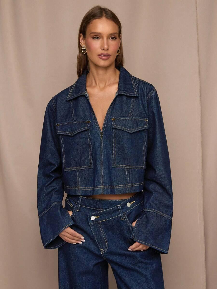 GRANATOWA KURTKA JEANS