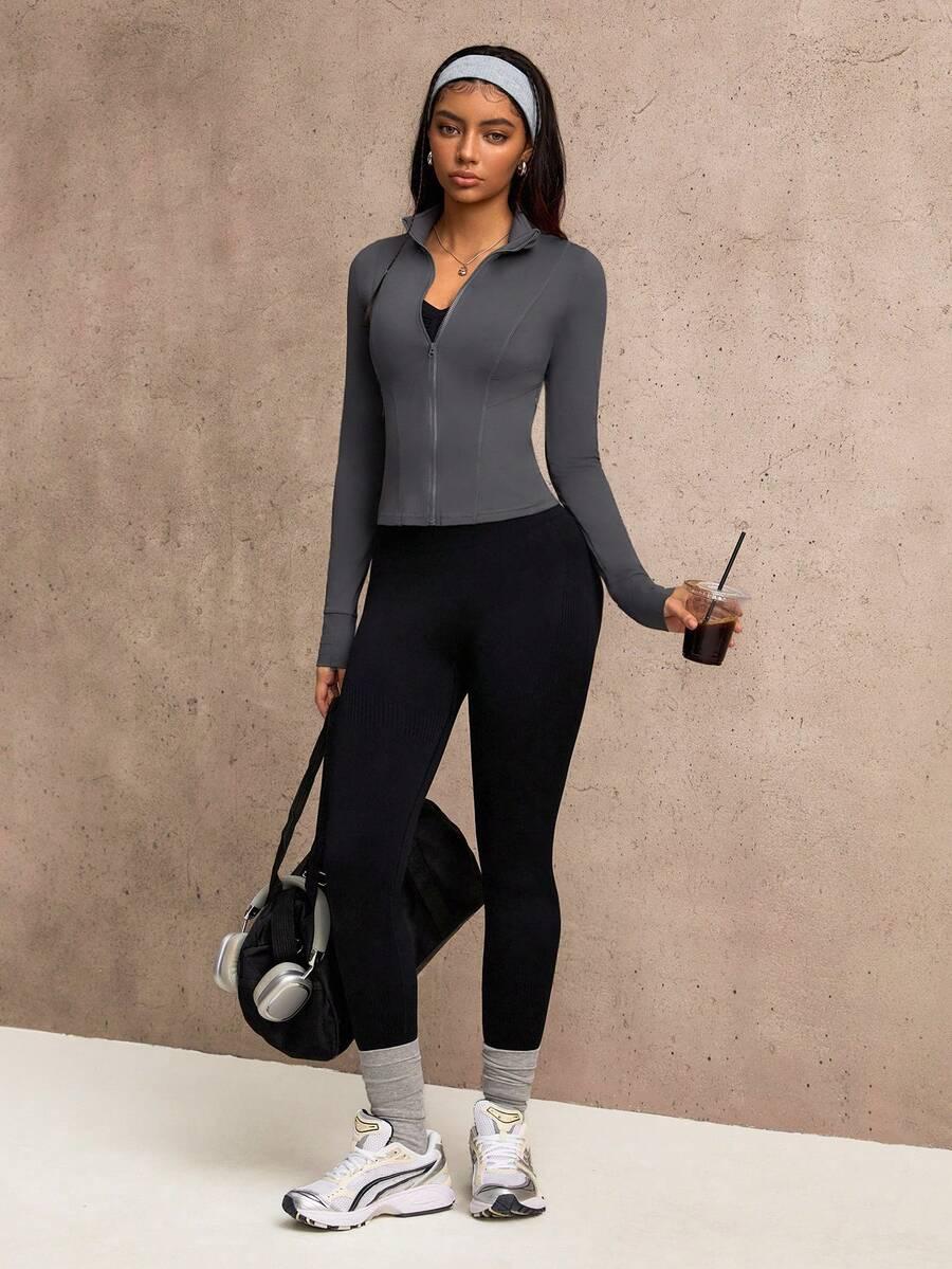 SZARA BLUZA SPORTOWA ZAMKI