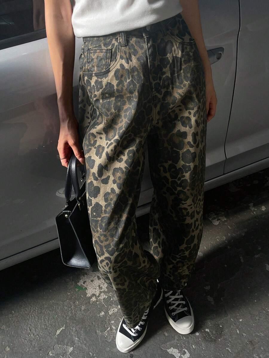 SPODNIE JEANS ANIMAL PRINT
