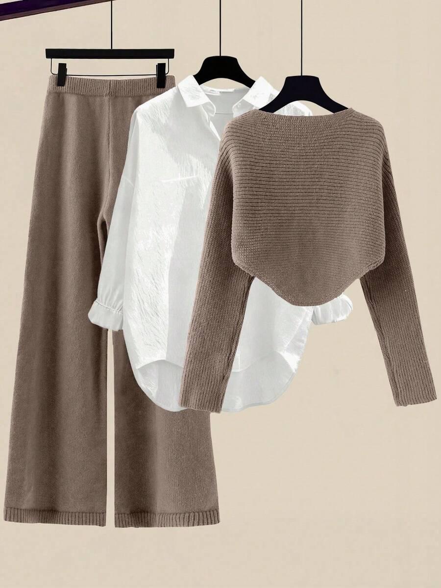 SWETER SPODNIE KOMPLET DZIANINA