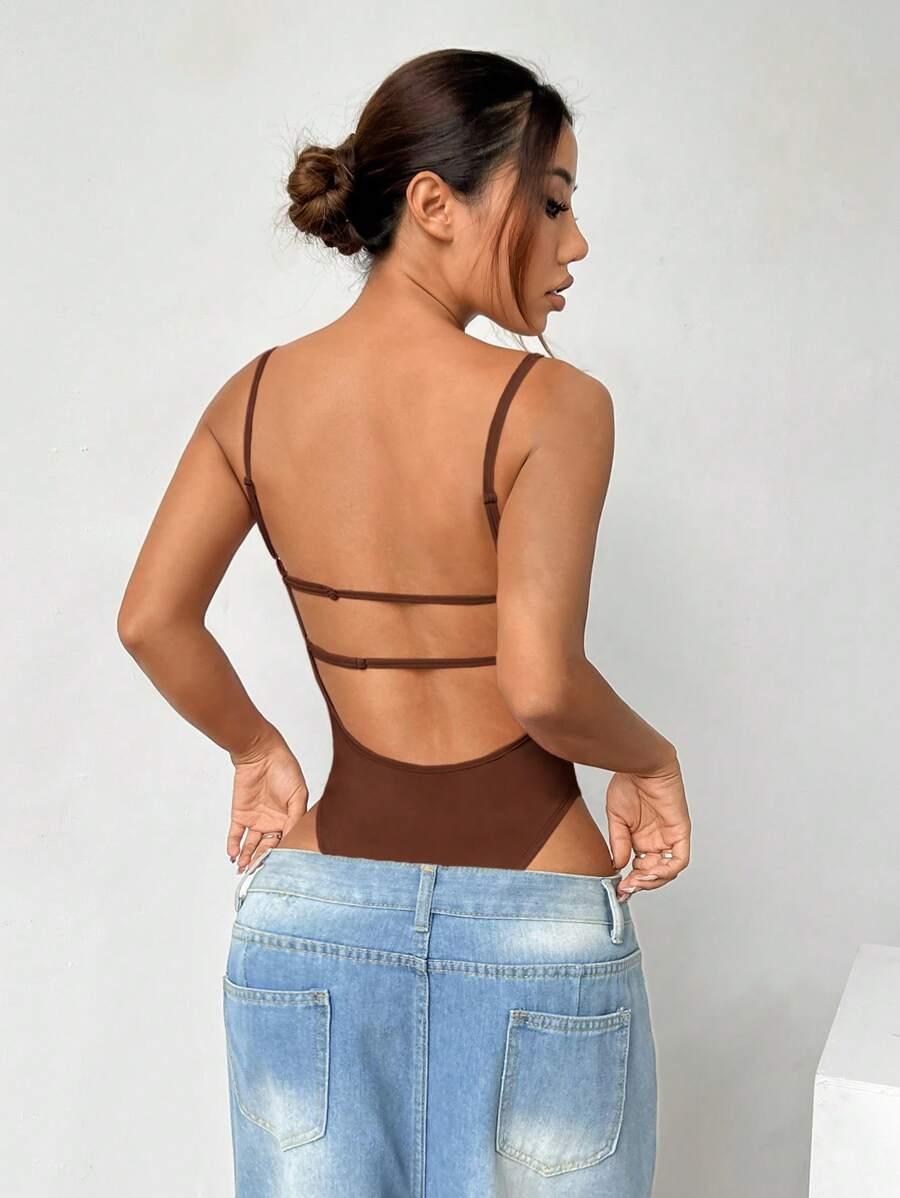 brązowe body na ramiączkach