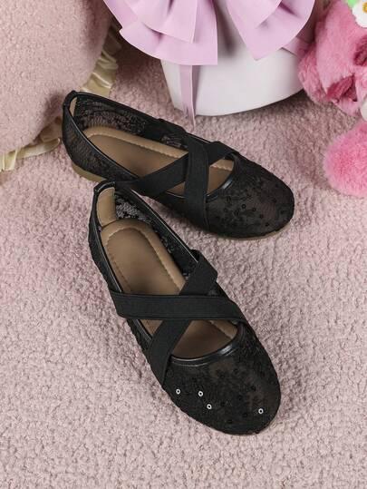 CZARNE BALERINY KORONKA