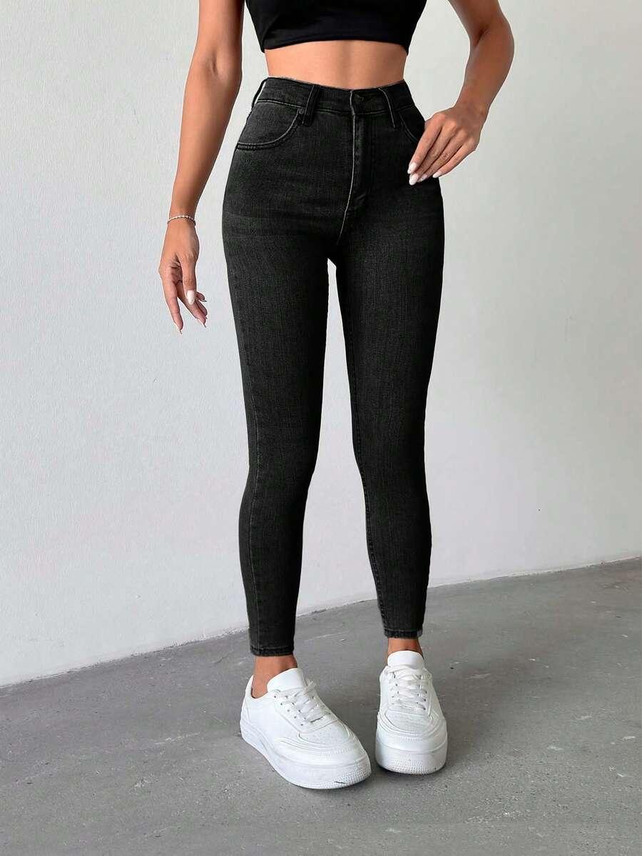 CZARNE SPODNIE JEANS RURKI 