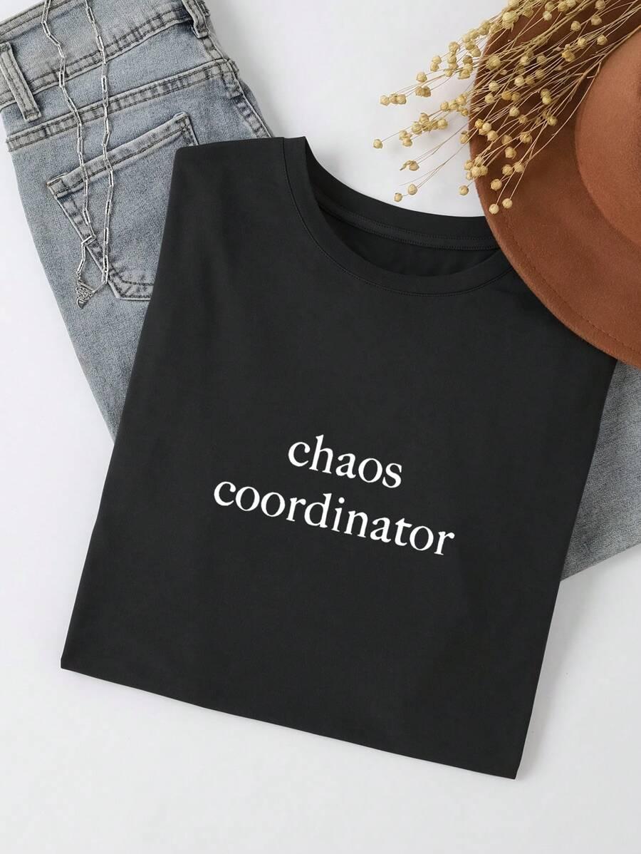 t-shirt okrągły dekolt nadruk 