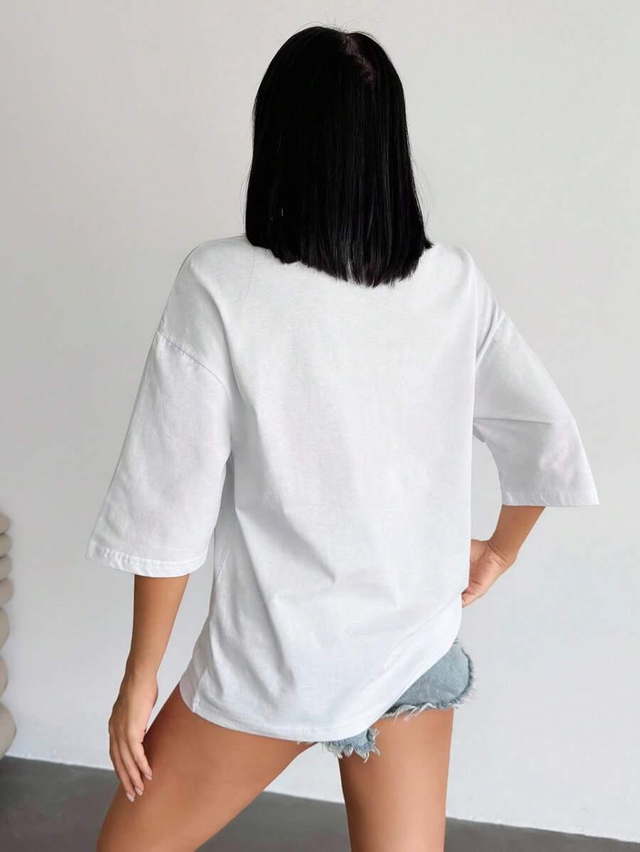 BIAŁY T-SHIRT HAFT