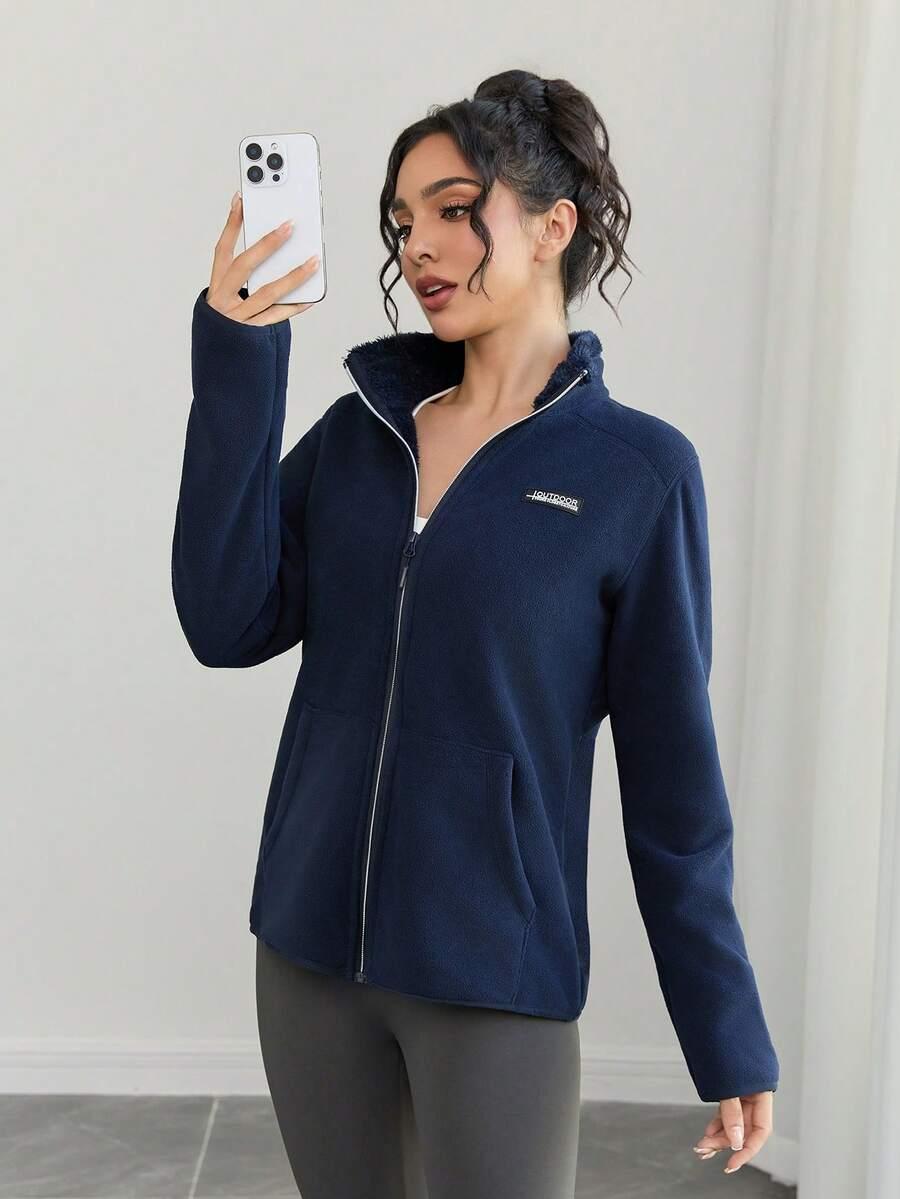 GRANATOWA ROZPINANA BLUZA 