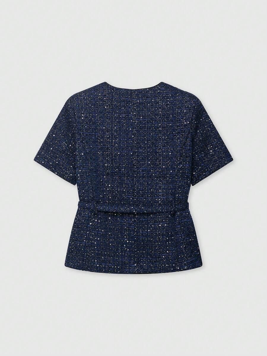 marynarka krótki rękaw tweed