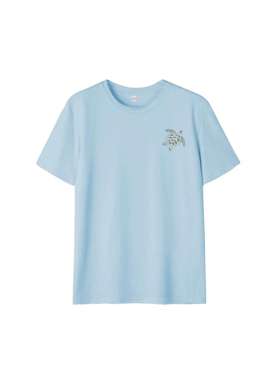 KLASYCZNY T-SHIRT DAMSKI Z NADRUKIEM 