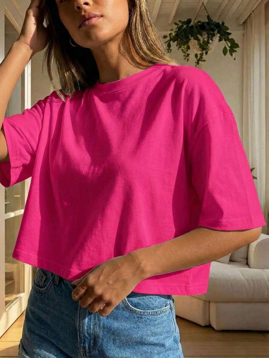 różowy t-shirt casual