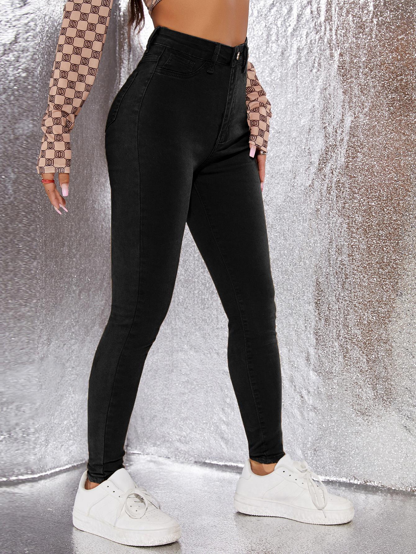 CZARNE SPODNIE JEANS 