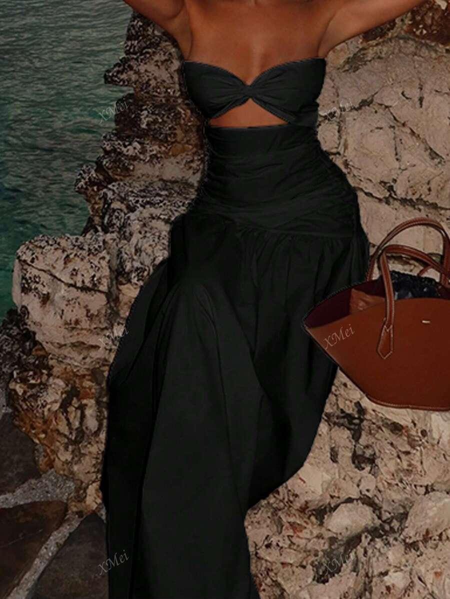 CZARNA MAXI SUKIENKA