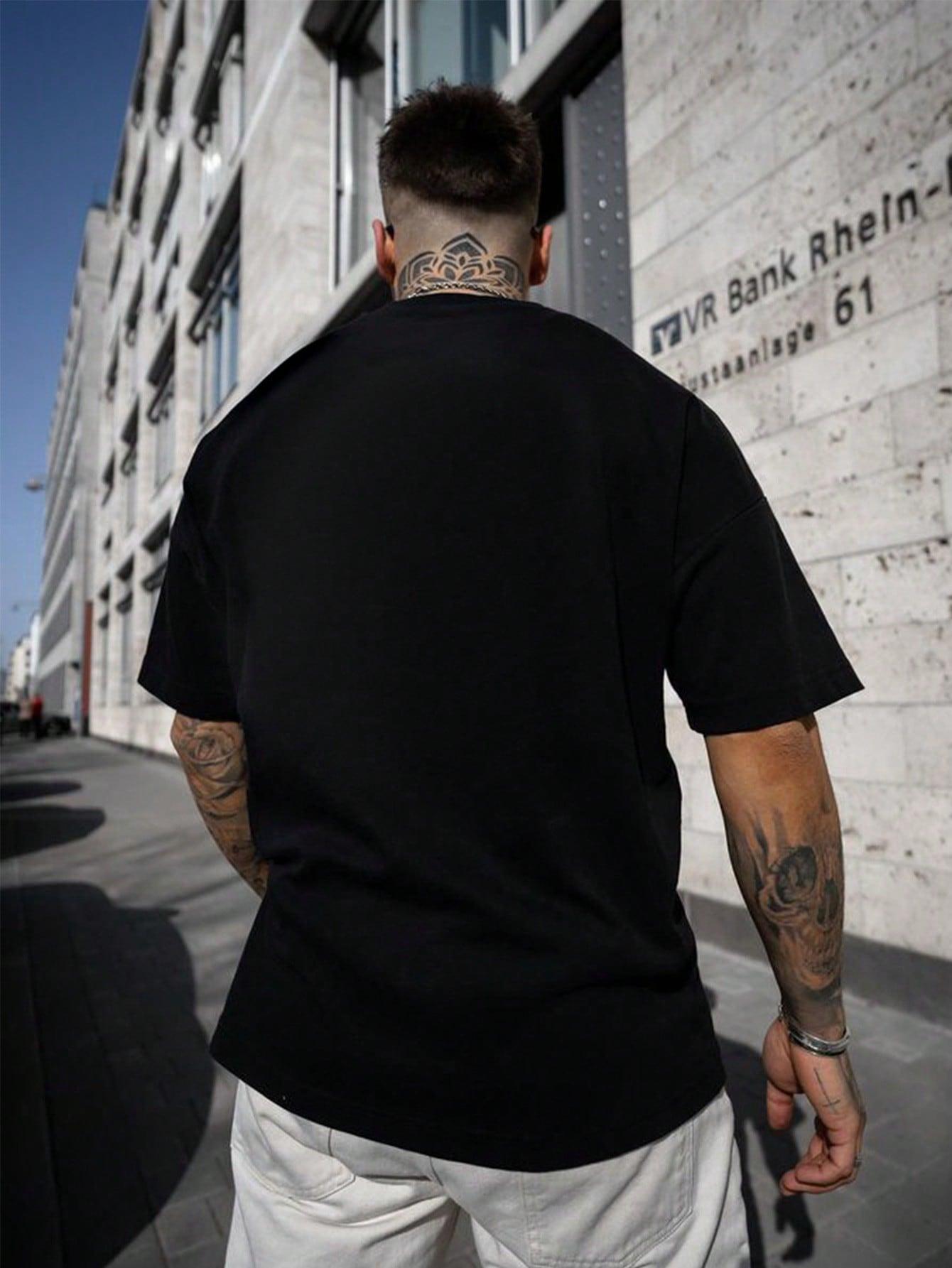 CZARNY T-SHIRT CASUAL 