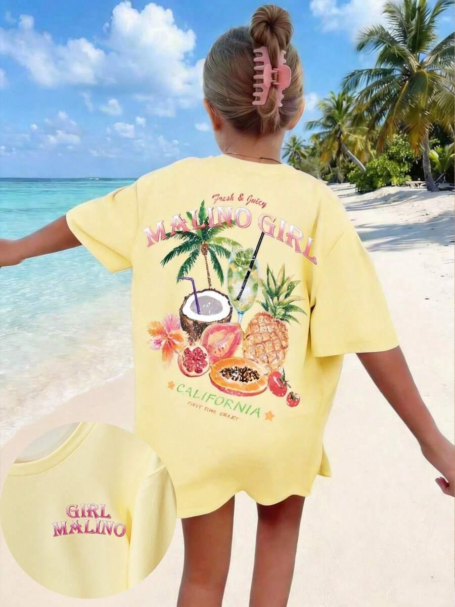 żółty t-shirt print
