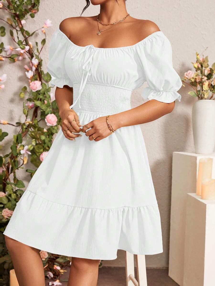 BIAŁA SUKIENKA PRZED KOLANO
