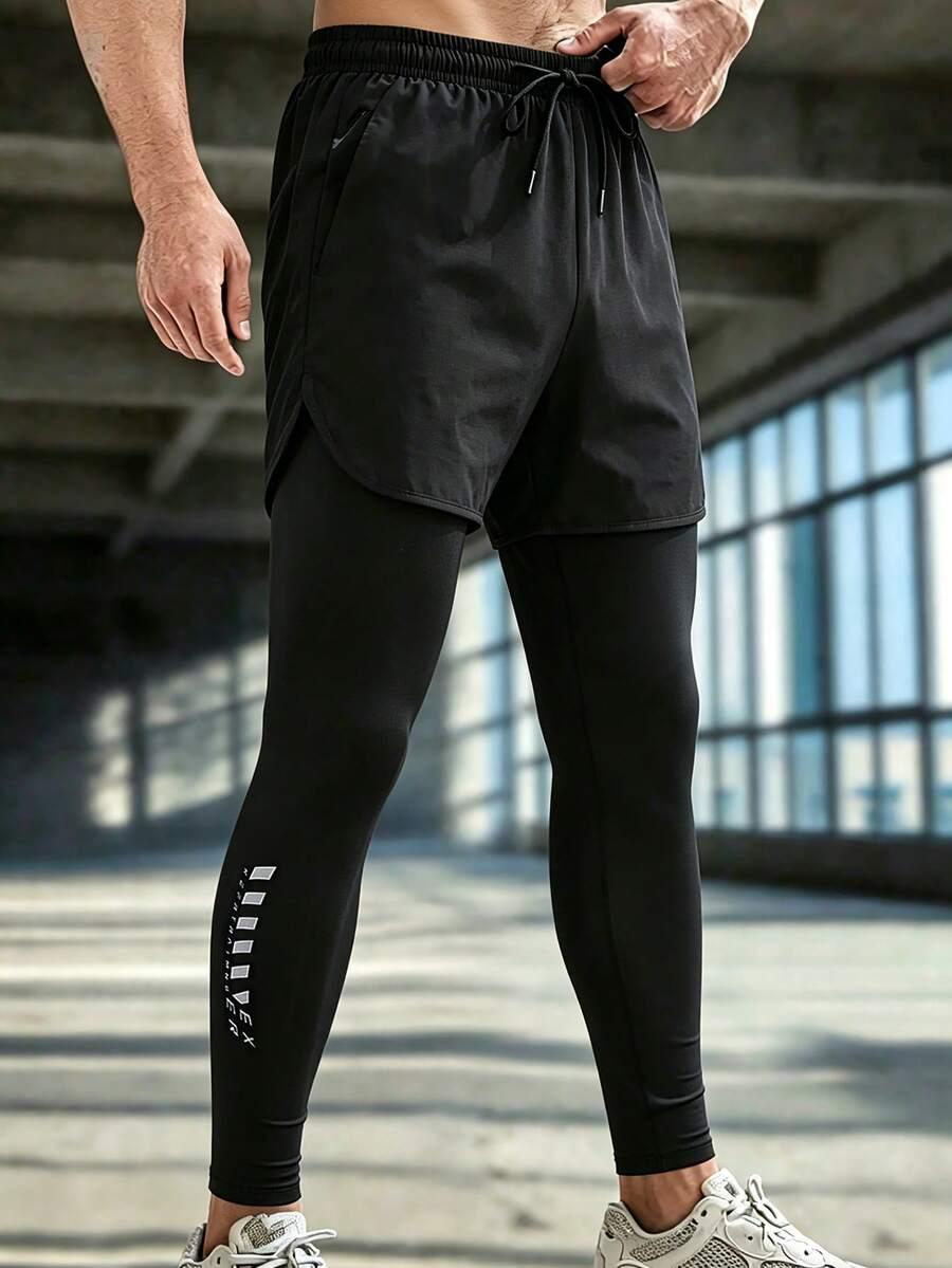 spodnie treningowe 2w1 legginsy krótkie spodenki