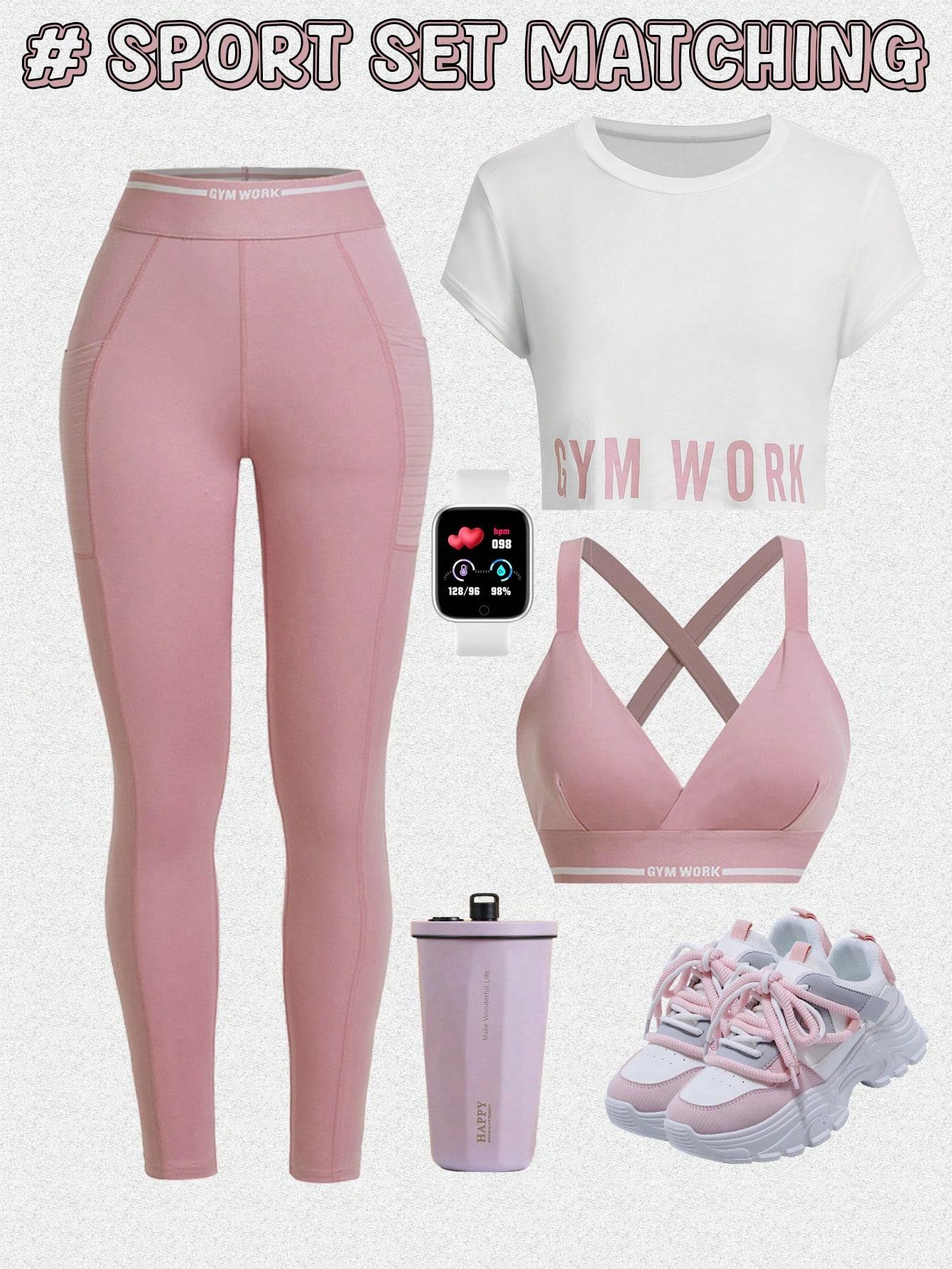 legginsy biustonosz top sportowy komplet