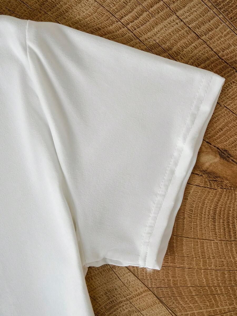 biały t-shirt haft