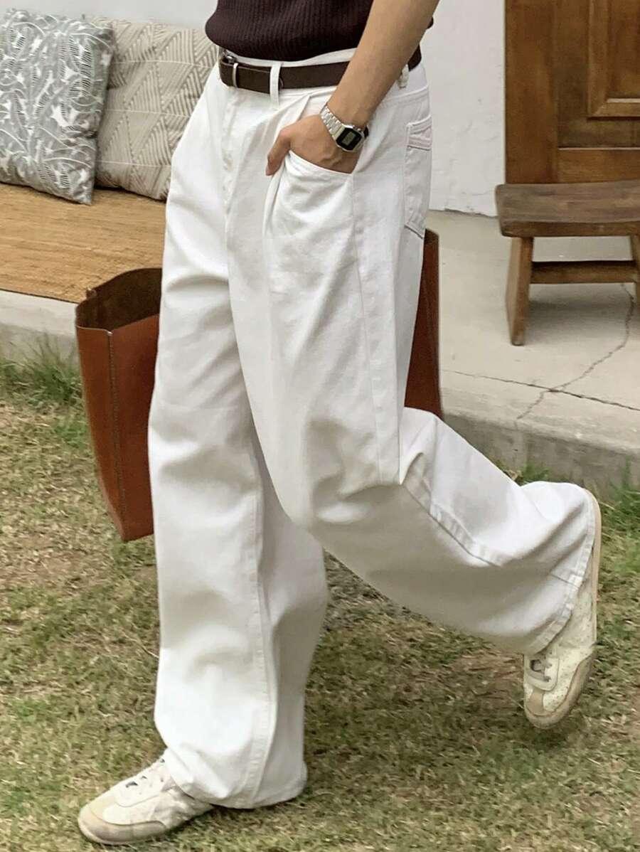BIAŁE SPODNIE JEANS