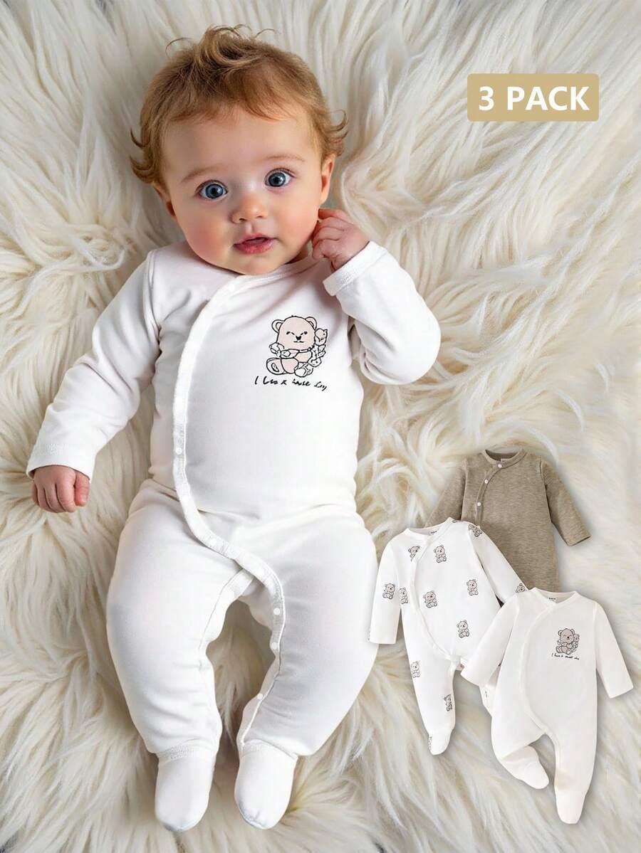 pajacyk długi rękaw nadruk 3-pack 