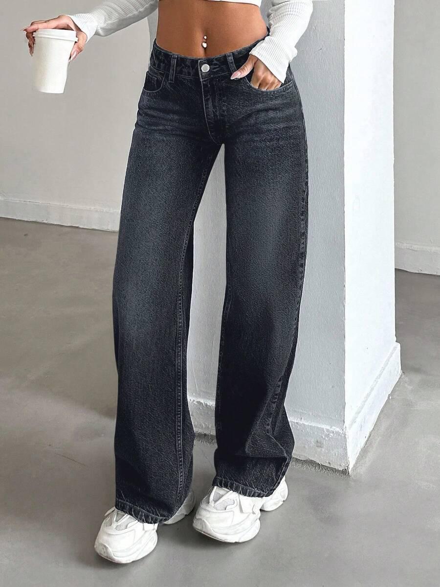CZARNE SPODNIE JEANS