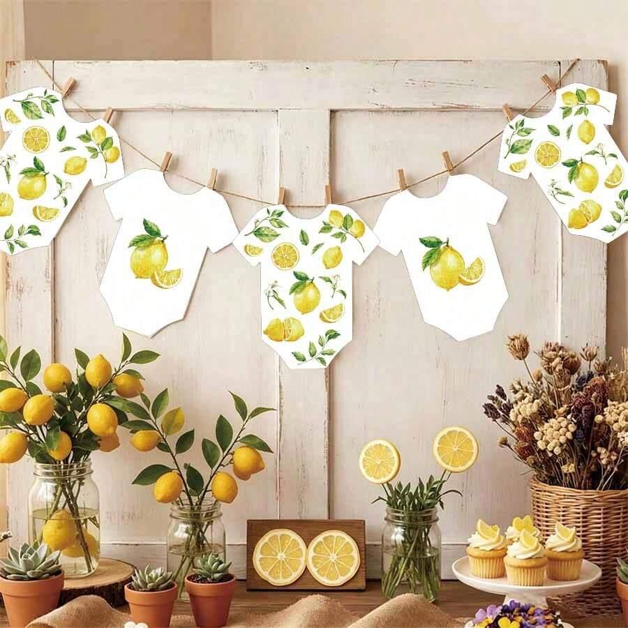 girlanda na baby shower z motywem cytryny
