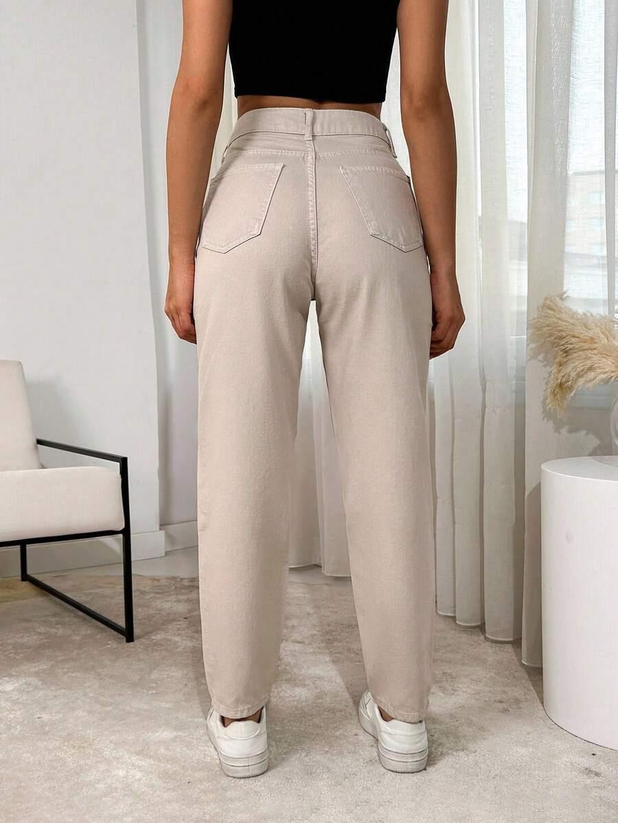 BEŻOWE SPODNIE JEANS