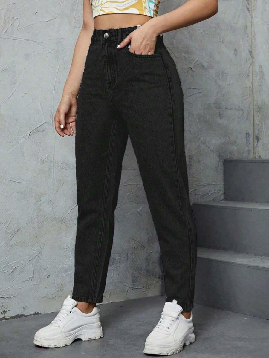 CZARNE SPODNIE JEANS 