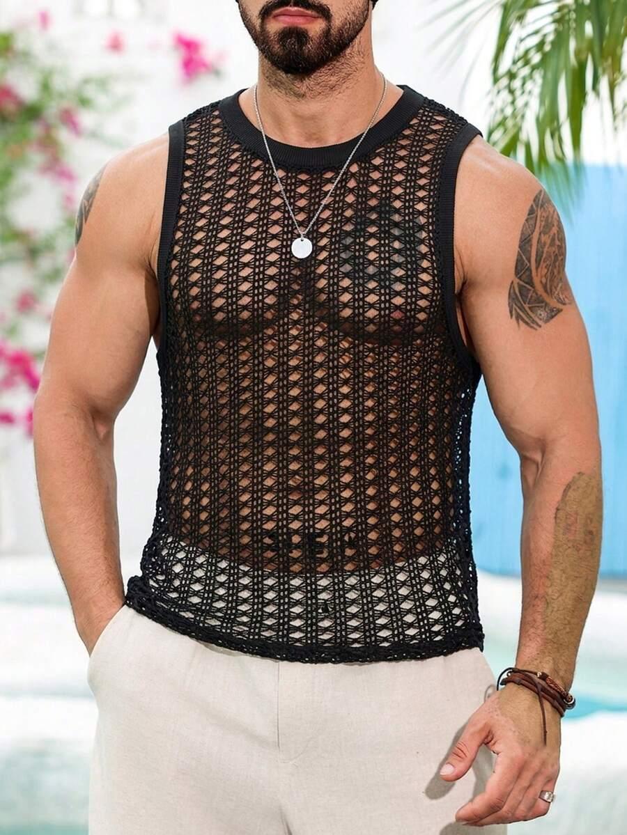 PRZEŚWITUJĄCY TOP MĘSKI