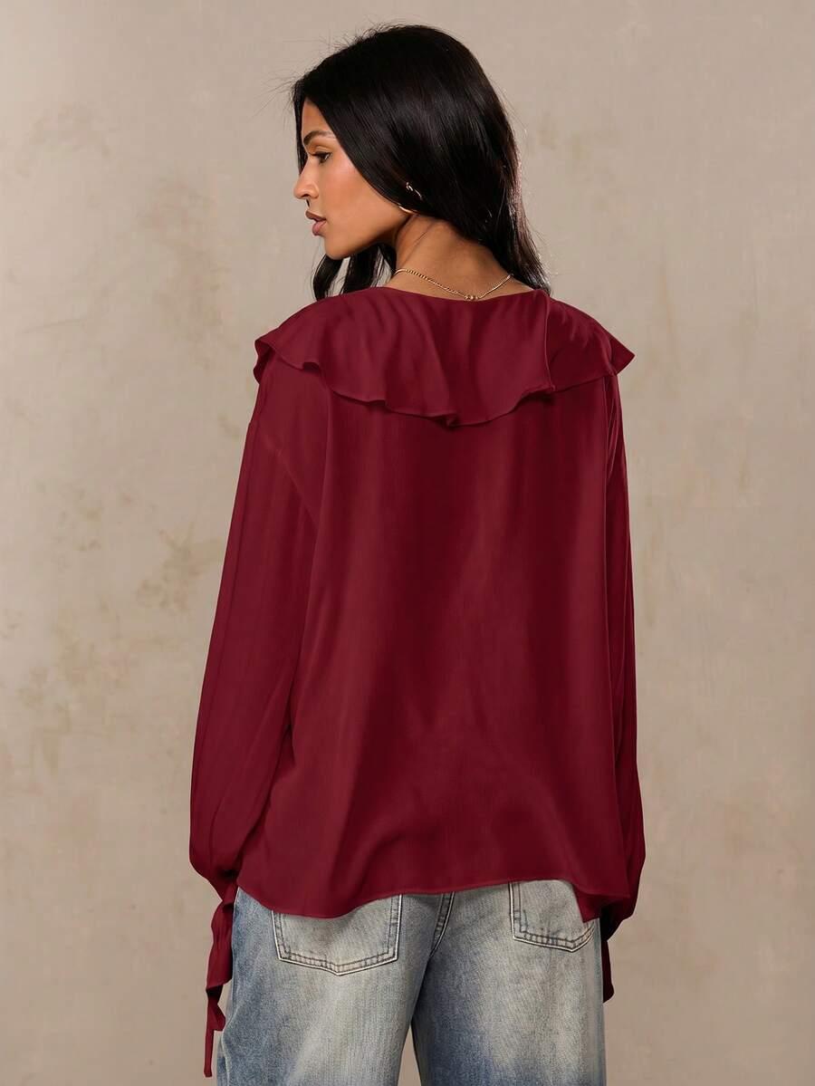 czerwona bluzka wiązanie