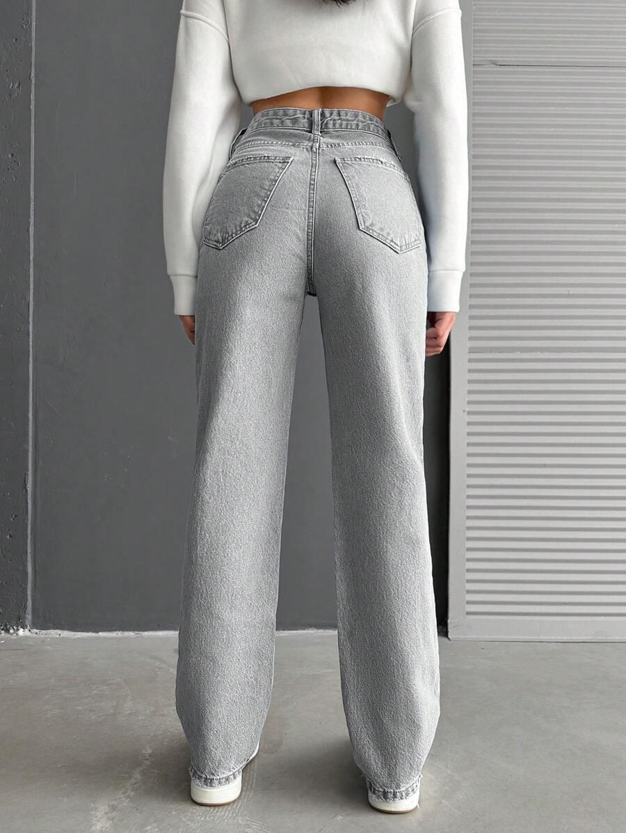 SZARE SPODNIE JEANS PROSTE NOGAWKI