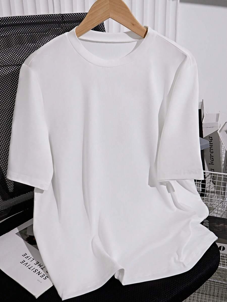 BIAŁY T-SHIRT OKRĄGŁY DEKOLT 